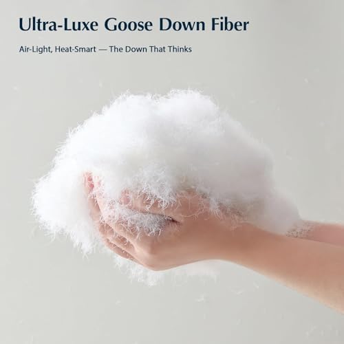 Pacific Coast Goose Feather Down Fiber Comforters Full Size, Extra Fluffy White Duvet Insert, Ultra-Soft, Breathable, All Season Hotel Luxury Bedding Comforters, 8 Corner & Center Loops (82"x86")