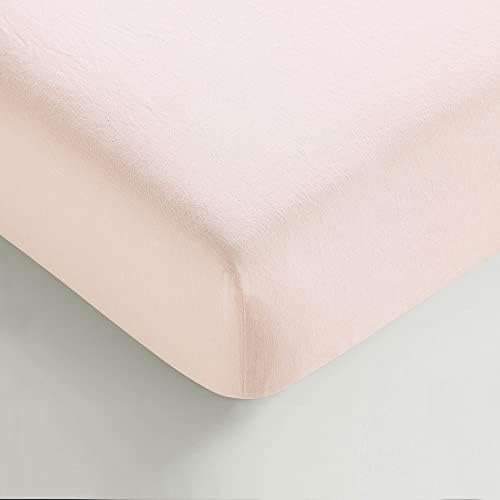 Sijo Stone Washed Organic French Linen Bed Sheet Set, GOTS Certified Organic, Best Cooling Linen Sheet Award by Sleep Foundation, 1 Flat Sheet Only (Blush, King/Cal King)