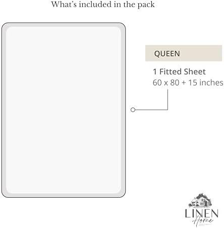 Linen Home Queen Size Fitted Sheet only 100% Cotton Percale, Snow White
