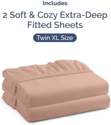 CGK Linens 2 Pack Extra Deep Twin XL Fitted Sheets - Mauve