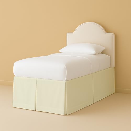 eBeddy Linens Split Corner Dorm Bed Skirt Twin XL – 32 Inch Drop, 100% Microfiber, Extra Long Bed Skirt for College Dorm, Platform Style, Ivory Solid, Hidden Storage Solution, Easy Fit