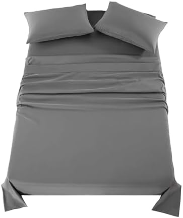 Kingnex Olympic Queen Sheets Sets 66x80 for Super Queen Bed Grey