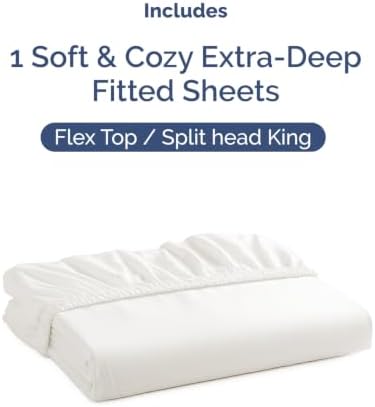 CGK Linens Extra Deep Flex Top Split Head King Fitted Sheet - Antique White