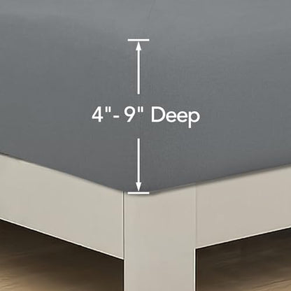 PureFit Stretchy Box Spring Cover Full - Elastic Fitted Box Spring Wrap Around 4 Sides, Wrinkle & Fading Resistant Fits Full Size Beds, Gray