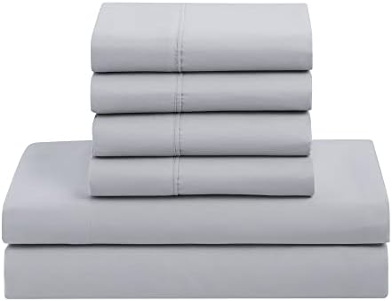 King Size Comforter Set with Sheets - 7-Piece Bedding Collection - 1 Comforter, 1 Fitted Sheet, 1 Flat, 4 Pillowcases - Deep Pocket - Soft & Breathable Premium Quality - Ideal for All Seasons, Silver