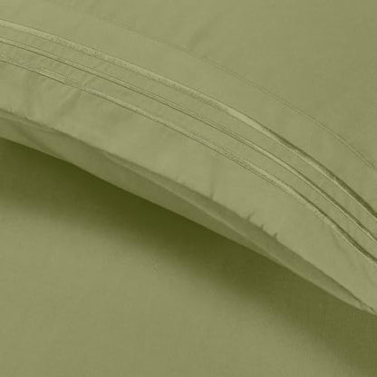 Elegant Comfort Luxury 5-Piece Bed Sheet Set - Luxury Bedding 1500 Premium Hotel Quality Microfiber, Wrinkle Resistant Cool & Breathable, Easy Elastic Fitted, Split King, Sage-Green