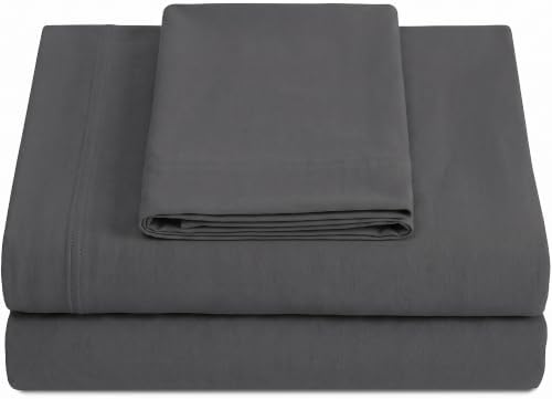 Twin XL Cotton Knit Jersey Sheet Set, 15" Deep Pocket, Grey, 3Pc