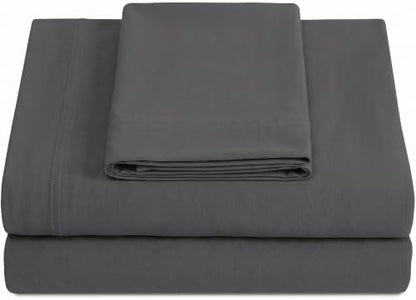Twin XL Cotton Knit Jersey Sheet Set, 15" Deep Pocket, Grey, 3Pc