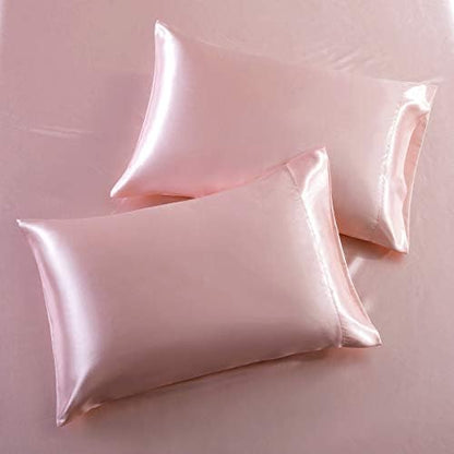 SiinvdaBZX 3Pcs Satin Sheet Set Twin Size 15-Inch Deep Pocket, Blush Pink