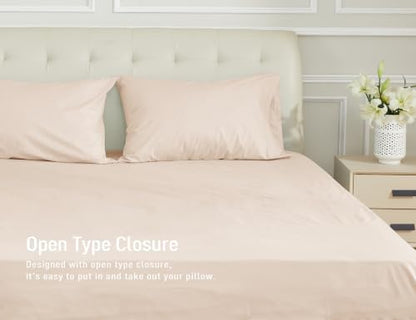 Sunflower King Pillowcases Set of 2, 100% Cotton Pillow Cases, Peach Beige