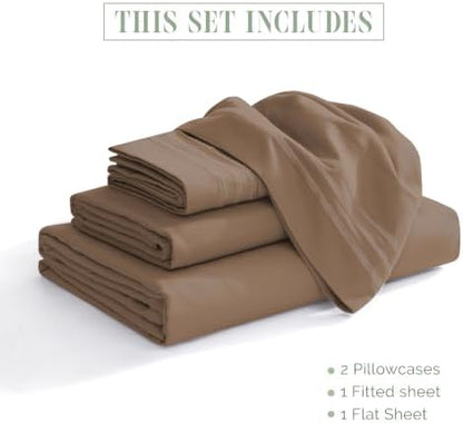 Elegant Comfort 4-Piece Bed Sheet Set - Luxury Bedding 1500 Premium Hotel Quality Microfiber, All Around Elastic 18-24 Inches Deep Fitted Sheet- Extra Deep Pocket Sheets, Full, Taupe Tan