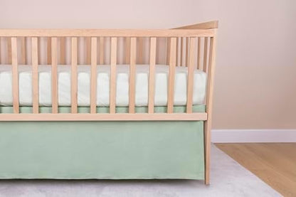 Green Crib Skirt Neutral, Baby Crib Skirt Boy Girl, 52"x28" with 15" Drop Bedskirt, Cotton Bed Skirt, OEKO TEX Certified Cribs Dust Ruffle, Cribs Accessories Boy Girl (Green Bedskirt)