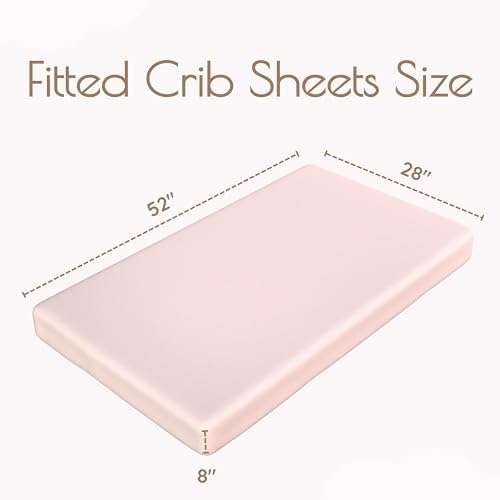 Fitted Crib Sheets for Girls, 2 Pieces 52"x28" 100% Cotton Crib Mattress Sheet, Absorbent Baby and Toddler Bed Sheets, Mattress Cover Oeko-TEX Cribs Sheet Set, Pink Floral Girl Nursery Gift Set