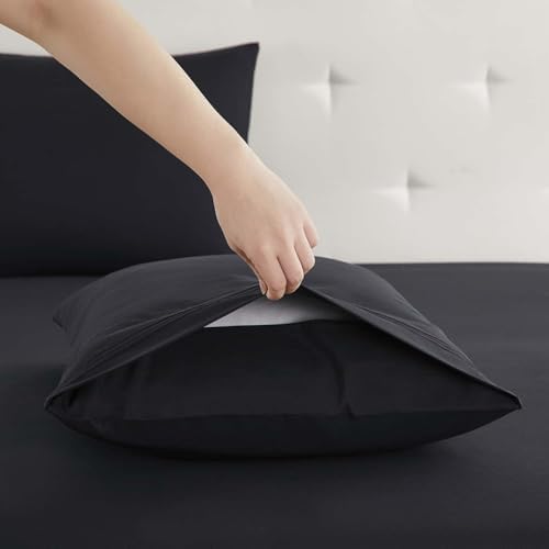 Clara Clark Twin Sheets, 5 Piece Set - Hotel Luxury Sheets for Twin Size Bed, Super Soft Bedding Set, Twin Size, Black