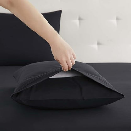 Clara Clark Twin Sheets, 5 Piece Set - Hotel Luxury Sheets for Twin Size Bed, Super Soft Bedding Set, Twin Size, Black