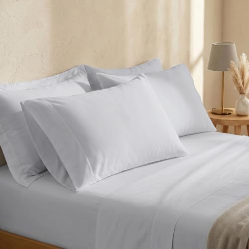 BIOWEAVES 100% Organic Cotton Sheets, 300 Thread Count 4-Piece GOTS Certified Bed Sheet Set Fits Mattress Upto 17" Deep Pocket, Soft & Silky Sateen Weave (California King, Glacier Gray)
