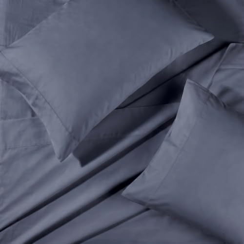 BIOWEAVES 100% Organic Cotton Sheets, 300 Thread Count 4-Piece GOTS Certified Bed Sheet Set Fits Mattress Upto 17" Deep Pocket, Soft & Silky Sateen Weave (Queen, Mineral)