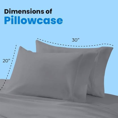 Avalon Bedding Pillow Cases Standard Size Grey Pillow Cases Set of 24 Cotton Blend 200 TC Soft & Breathable Perfect for Home & Hospital, Hotel Quality Queen Pillow Protectors 30x20 Inches