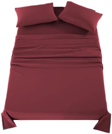 Kingnex Queen Sleeper Sofa Bed Sheets for 60x74 Pull Out Sofa Bed with 4-6 Deep Pocket Soft Double Brushed 1800 Microfiber 4 Piece Bedding Set Burgundy