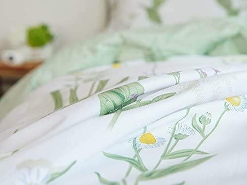 FADFAY Green Leaves Duvet Cover Set Premium 100% Cotton Daisy and Lavender Flowers Target Bedding 3-Piece：1Duvet Cover（No Comforter） + 2Pillowcases (Twin XL, Floral)…