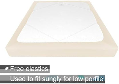 ALYVIA SPRING Twin Box Spring Cover Jersey Knit Stretchy, Beige