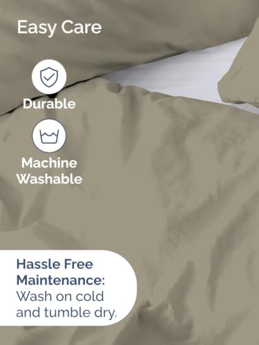 Duvet Cover Super King Size - Soft 3 Piece with Zipper Closure - Khaki
