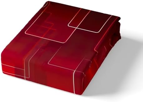 Feelyou Boys Geometric Bed Sheets Sheet Set for Kids Teens Girls Women Red Grid Art Decor Bed Set Simple Modern Fashion Sheets Bedroom Collection 4Pcs Queen Size