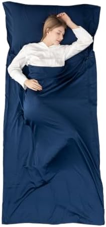 Browint Premium Silky Sleeping Bag Liner with Two-Way Zippers, 87"x41" Extra Wide Adult Sleep Sack for Hotel, Breathable Lightweight Travel Sheet, Multifunctional Bed Sheet for Camping, All Seasons
