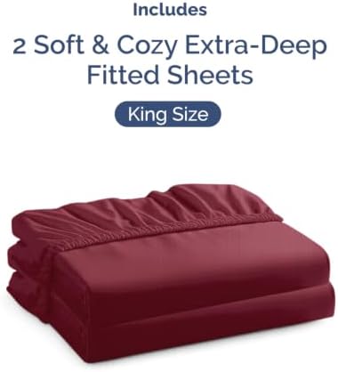 CGK Linens 2 Pack Extra Deep King Fitted Sheets - Burgundy