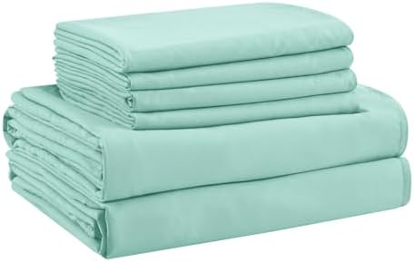 Cal King Size Sheets Set - 6 Piece Luxuriously Soft & Cooling Sheets Cal King Size - Ultra Soft 16" Deep Pocket Cal King Sheet Set - Fitted Sheet & Pillowcase Sets (Cal King Spa Blue)
