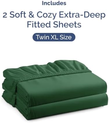 CGK Linens 2 Pack Extra Deep Twin XL Fitted Sheets - Emerald Green