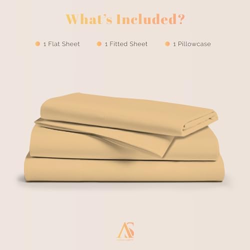 100% Egyptian Cotton Sheet Twin XL Size - 800 Series Elite Collection Egyptian Cotton Twin XL Size Bed Sheets Set (3 PC, Sand), Soft, Cooling, 16" Deep Pocket Luxury Hotel Bedsheet