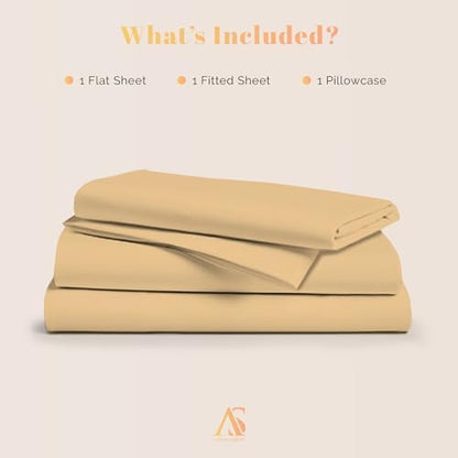 100% Egyptian Cotton Sheet Twin XL Size - 800 Series Elite Collection Egyptian Cotton Twin XL Size Bed Sheets Set (3 PC, Sand), Soft, Cooling, 16" Deep Pocket Luxury Hotel Bedsheet