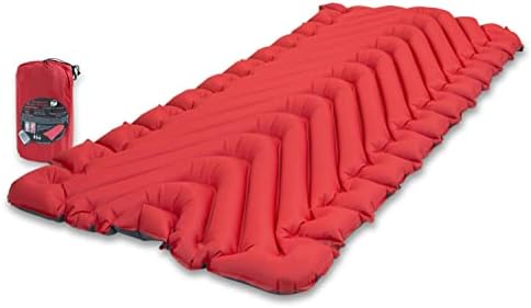 Klymit Insulated Static V Luxe Inflatable Sleeping Pad | Comfortable, Lightweight, Easy to Inflate Portable Air Bed Mattress for Camping, Backpacking and Hiking — Red
