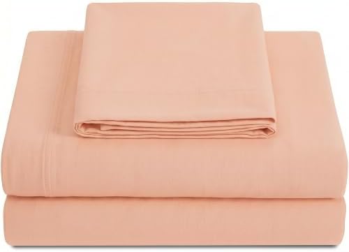Twin XL Cotton Knit Jersey Sheet Set, 15" Deep Pocket, Blush, 3PC