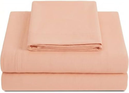Twin XL Cotton Knit Jersey Sheet Set, 15" Deep Pocket, Blush, 3PC