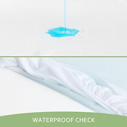 Waterproof Mattress Protector Twin Size, Skin Friendly and Breathable Twin Mattress Cover for Kids, Viscose Jersey Mattress Pad with 14" Deep Pocket,10 Pack