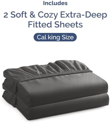 CGK Linens 2 Pack Extra Deep Cal King Fitted Sheets - Charcoal