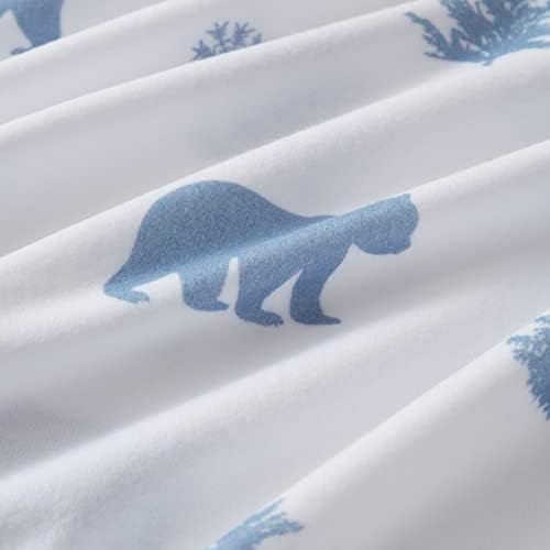 Flannel Sheets Warm and Cozy Deep Pocket Breathable All Season Bedding Set with Fitted, Flat and Pillowcases, King, Winter Bears