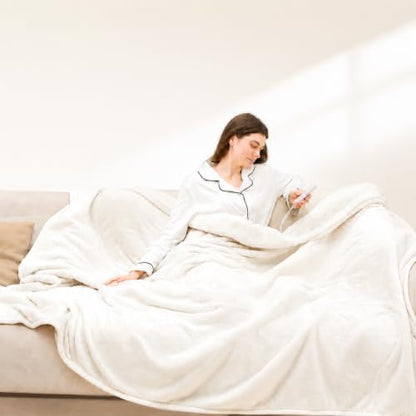 Heated Blanket Throw, 50"x60", White