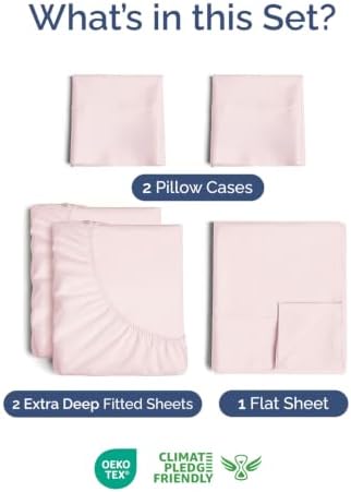 Extra Deep Split King Sheet Set - Breathable & Cooling - Lavender Pink