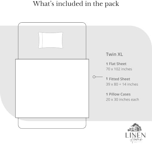 Linen Home 100% Cotton Percale Sheets Twin XL Size, Tera Clay, Deep Pocket, 3 Pieces Set- 1 Flat, 1 Fitted and 1 Pillowcase, Crisp Cool and Long Staple Strong Bed Linen