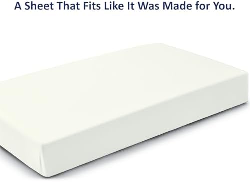 1 Peice Cot Size 28" x 75" Fitted Sheet, 100% Egyptian Cotton, Ivory Solid