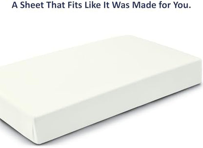 1 Peice Cot Size 28" x 75" Fitted Sheet, 100% Egyptian Cotton, Ivory Solid
