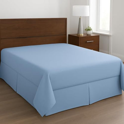 Mattress-Homes Luxury Box Pleated Bed Skirt Split Corners Platform Style Easy Fit Fade & Wrinkle Resistant with Tailored Drop 14 Inch (Twin, Light Blue)