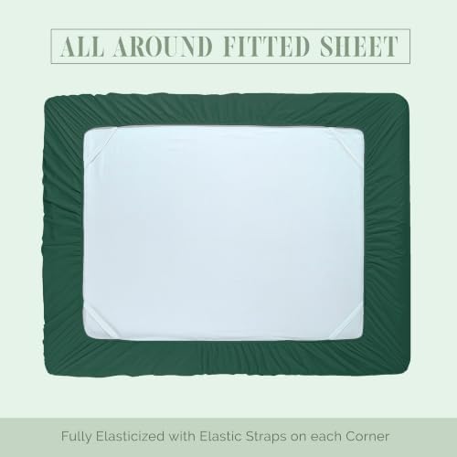 Elegant Comfort 4-Piece Bed Sheet Set - Luxury Bedding 1500 Premium Hotel Quality Microfiber, All Around Elastic 18-24 Inches Deep Fitted Sheet- Extra Deep Pocket Sheets, Queen, Hunter Green