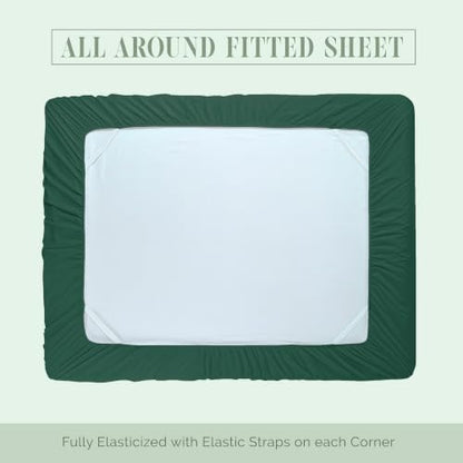 Elegant Comfort 4-Piece Bed Sheet Set - Luxury Bedding 1500 Premium Hotel Quality Microfiber, All Around Elastic 18-24 Inches Deep Fitted Sheet- Extra Deep Pocket Sheets, Twin/Twin XL, Hunter Green