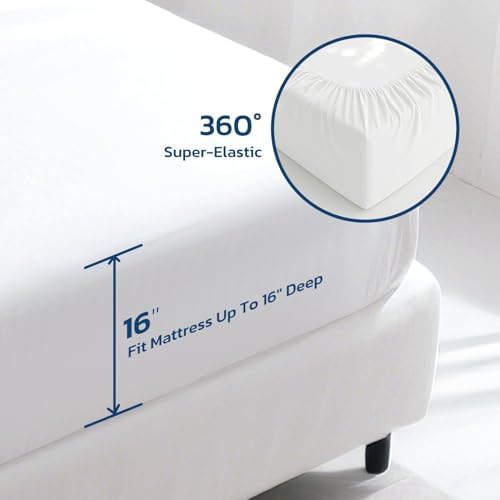 Degrees of Comfort Coolmax® Cooling Bed Sheets Split King Size for Hot Sleepers, Moisture Wicking Sheet Set for Night Sweats, 16" Deep Pocket, Ultra Soft, Cozy for All Seasons, White 5 Pieces