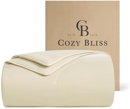 Cozy Bliss Cooling Comforter King Size, Reversible Lightweight Cooling Blankets for Hot Sleepers and Night Sweats, Q-Max>0.45 Soft Breathable Silky Smooth Summer Comforter, Khaki, 106"x90"