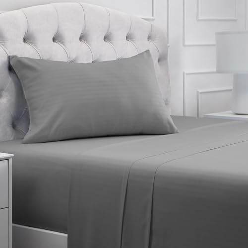 Mellanni Iconic 3-PC, Ultra Soft Sheet Set (Twin XL, Striped Gray/Silver)